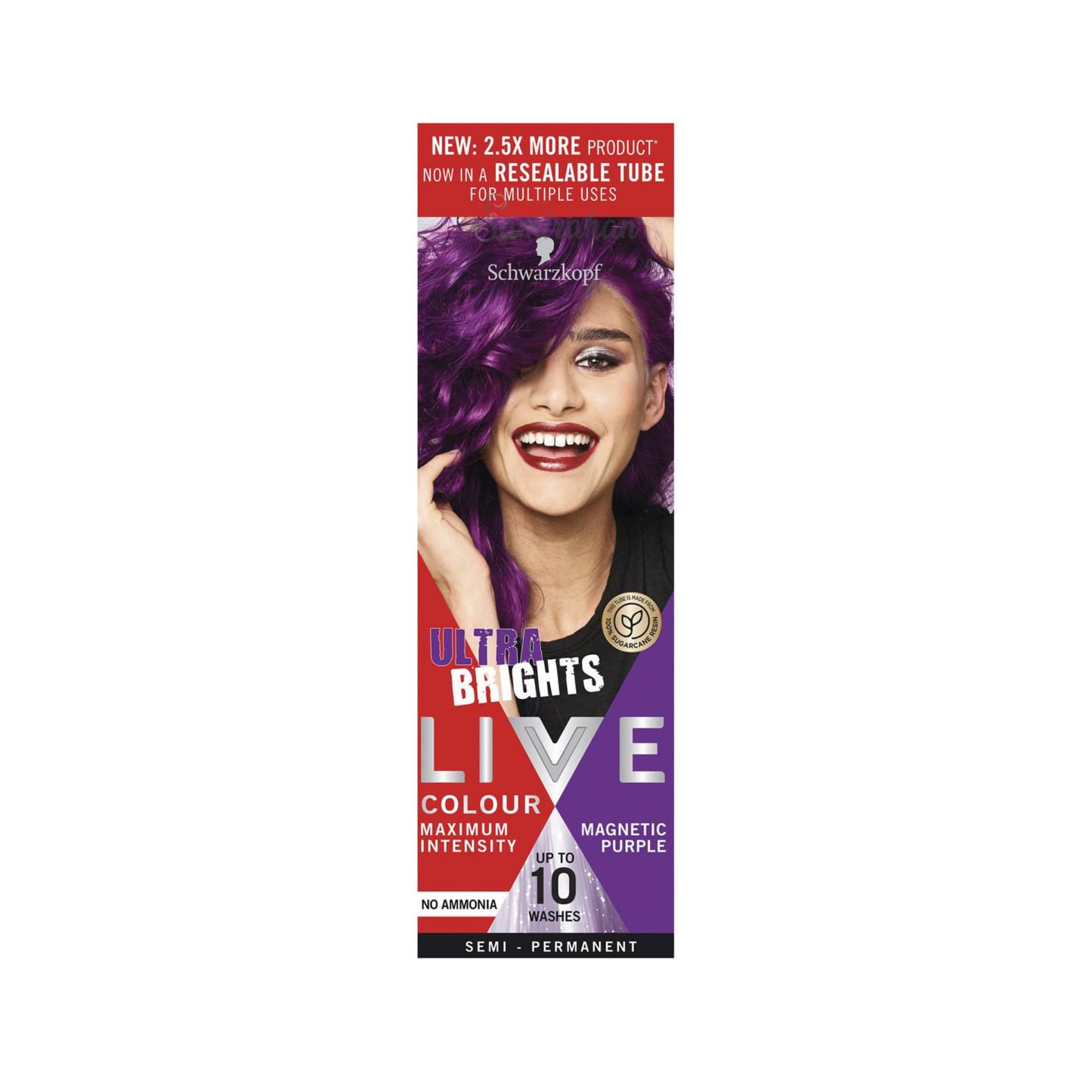 Schwarzkopf Live Colour Ultra Brights Semi-Permanent Hair Colour Magnetic Purple (Australia) 1 Kit