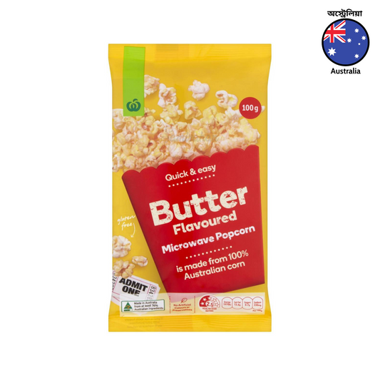 Woolies Microwave Popcorn Butter Flavour 100g Pack of 4 Servings